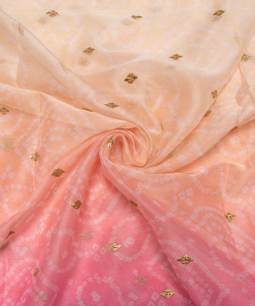 Lavender Bandhani Embroidery Digital Print Chiffon Fabric